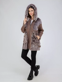 Дубленка зимняя с капюшоном натуральная