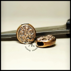 Темлячная бусина "Св. Георгий / Хризма" для ножей , бронза