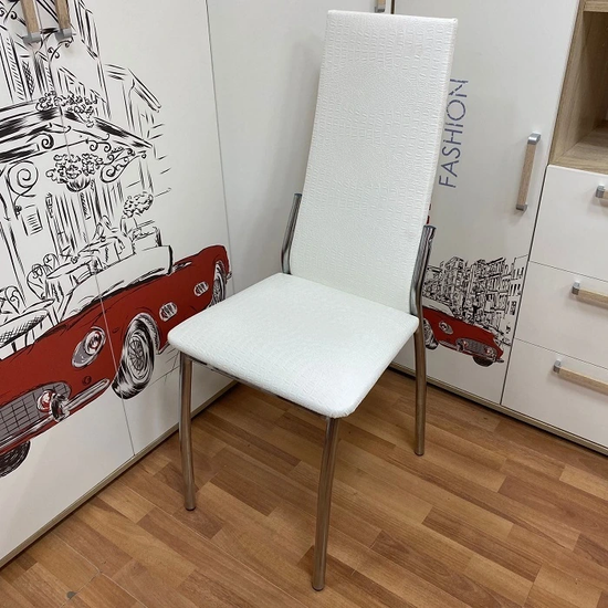 Стул ФЬЮЖН хром кожзам Kroko White