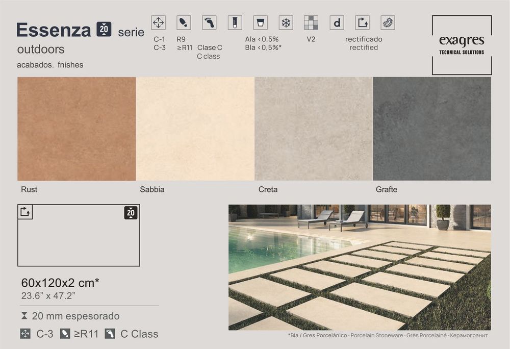 Terraslab, Essenza Creta Base C3 600х1200х20мм 1шт/уп - керамогранит уличный