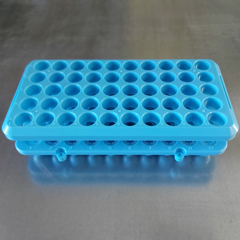 Штатив для пробирок 50 гнезд, с силиконовыми фиксаторами, Минимед (12005008), шт.