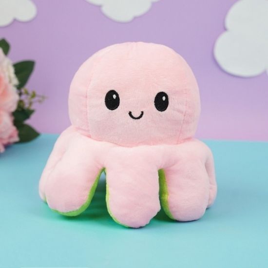 Мягкая игрушка-перевертыш "Осьминожек" розовый-салатовый, 30см