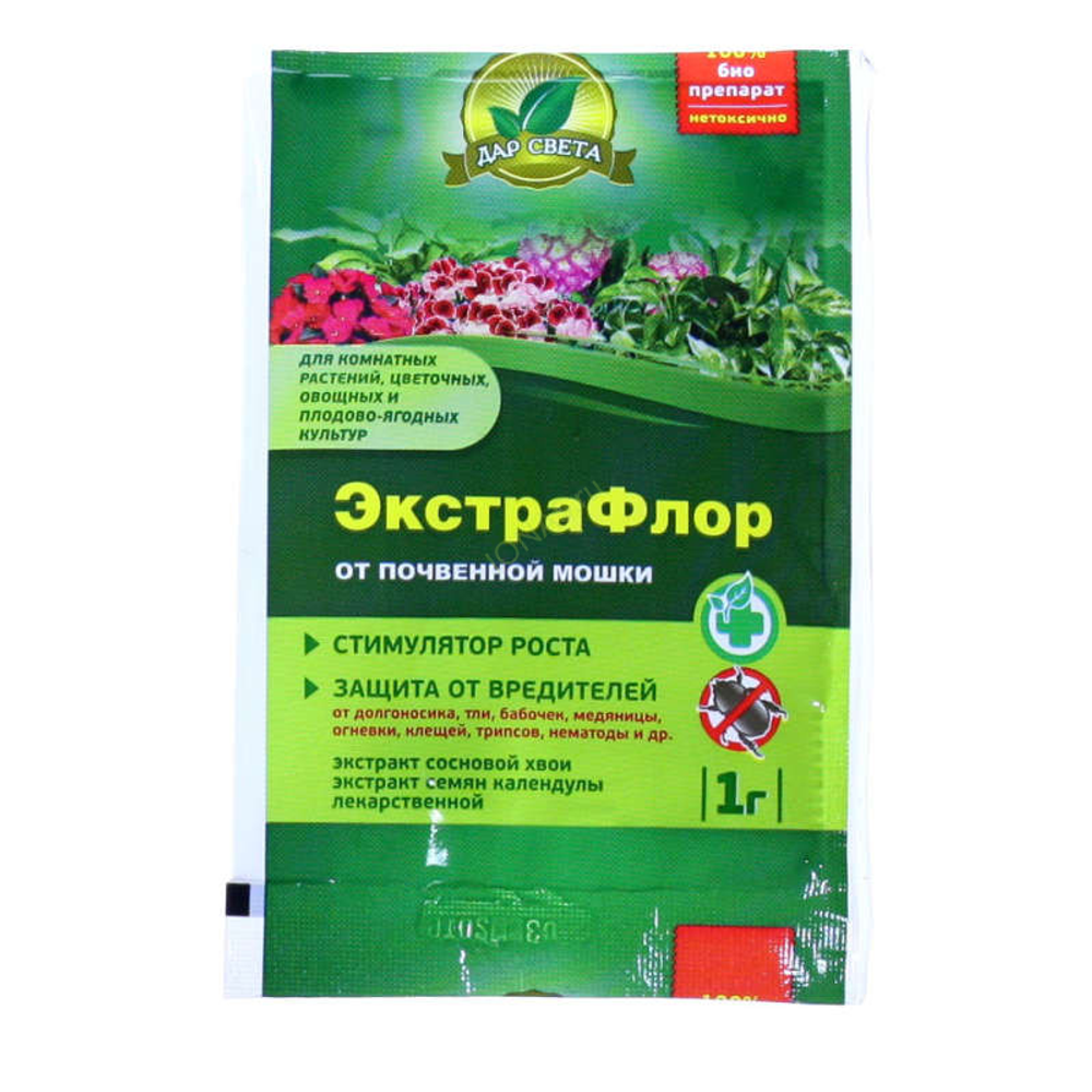ЭКСТРАФЛОР ОТ ПОЧВЕННОЙ МОШКИ Экстракт сосновой хвои,семян календулы лекарственной 1г ЕВРО СЕМЕНА