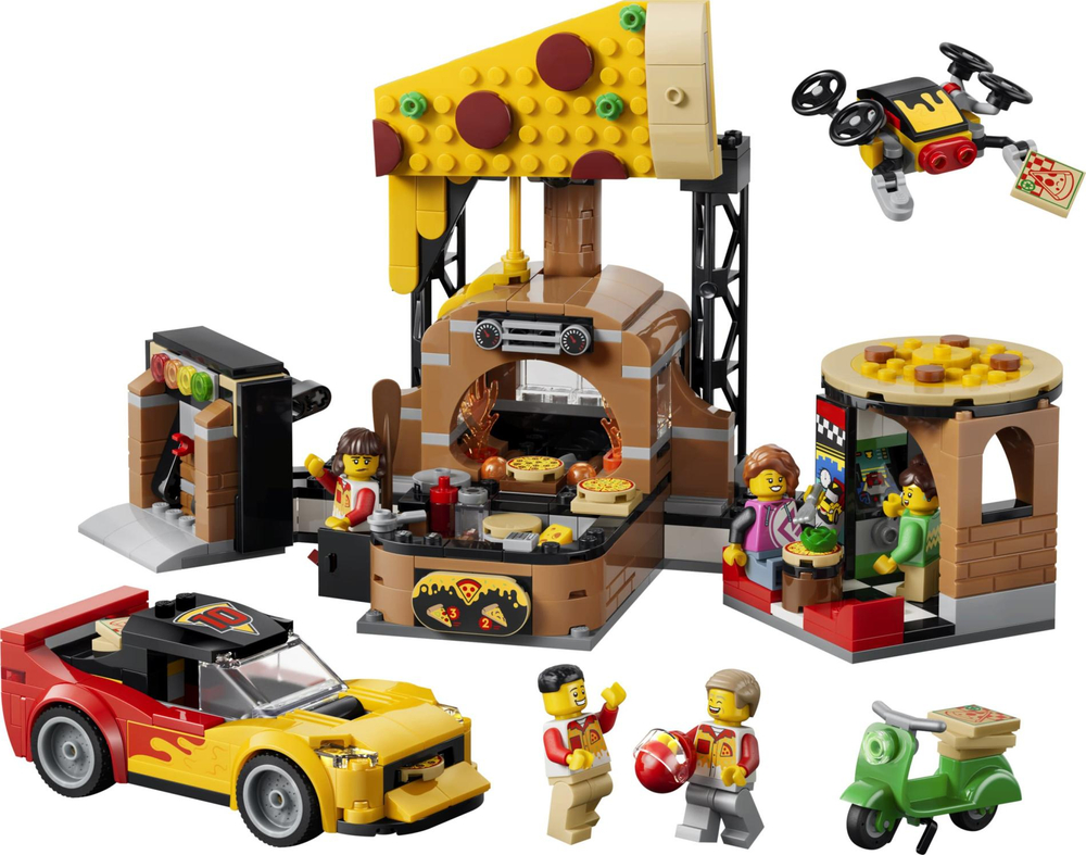 Конструктор Лего Сити Опыт доставки пиццы на автомобилях 60496 | LEGO City Pizza Delivery Experience 494 детали | 6+