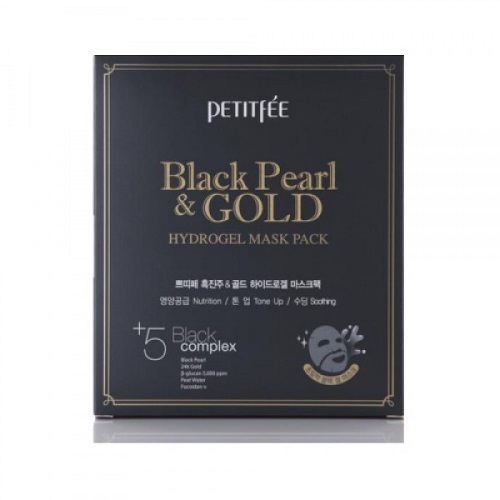 Маска гидрогелевая для лица с черным жемчугом и золотом Petitfee Black Pearl & Gold Mask Pack 3шт
