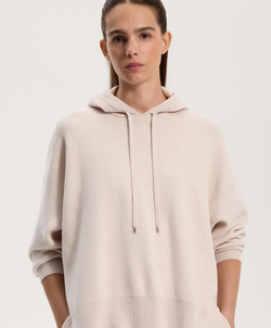 Oysho Длинный вязаный джемпер с капюшоном, каменный