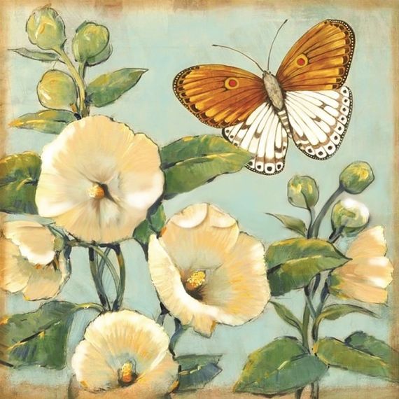 Белые цветы- алмазная картина