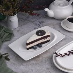 Блюдо прямоугольное 25*14,8 см h2,2 см с бортом Asymmetry белое фарфор NEW P.L. [5]