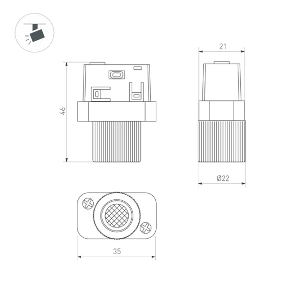 Светильник MAG-ORIENT-BABY-R22-2W Warm3000 (BK, 24 deg, 48V) (Arlight, IP20 Металл, 5 лет) 043296