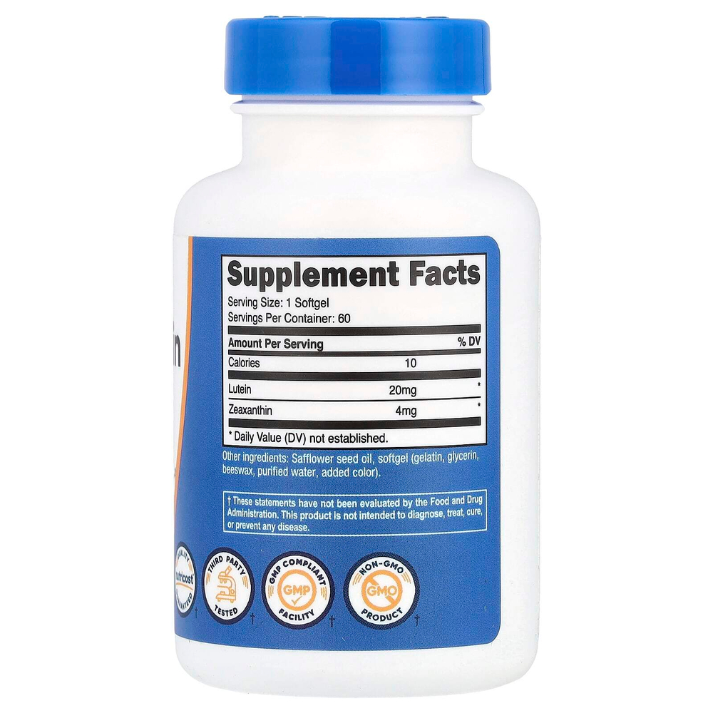 Nutricost, Зеаксантин с лютеином, 60 капсул