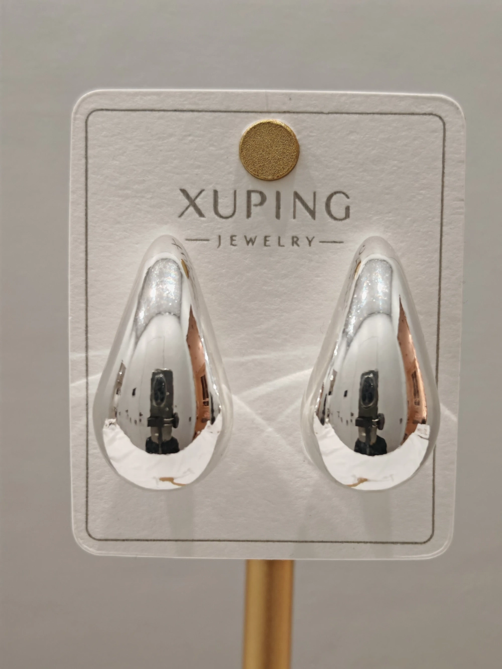 Серьги Xuping «Зеркальная капля» Silver