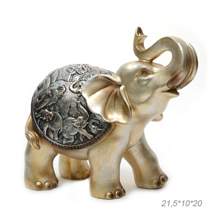 Статуэтка Слон с попоной узор слоны бронзово-серебристые цвет золотистый 21,5х10х20 см