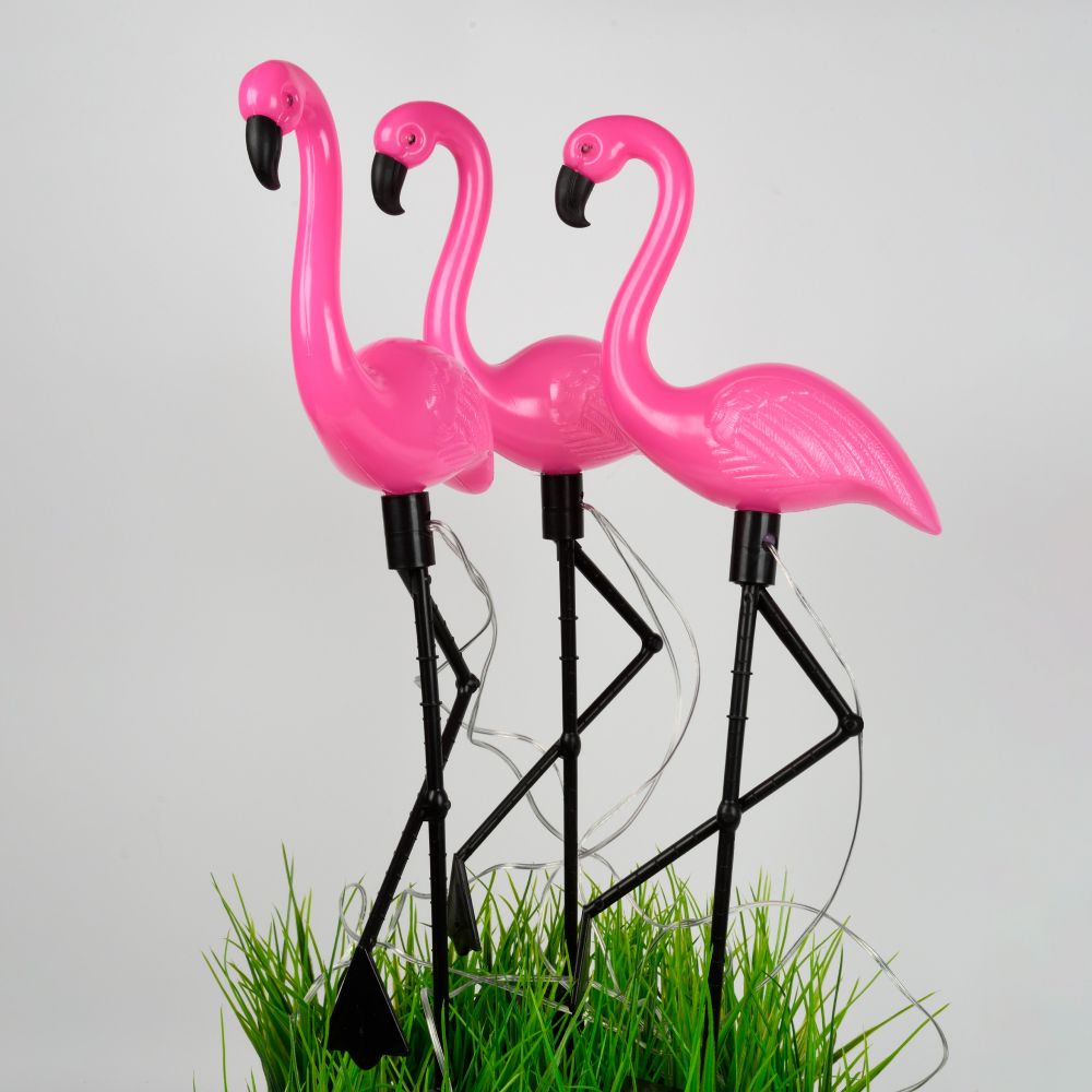 USL-S-833-PM530 FLAMINGO SET3 Садовый светильник на солнечной батарее Фламинго. в комплекте из 3 штук. 6 светодиодов. Белый свет. 1xАA Ni-Mh аккумулятор в-к. IP44. TM Uniel