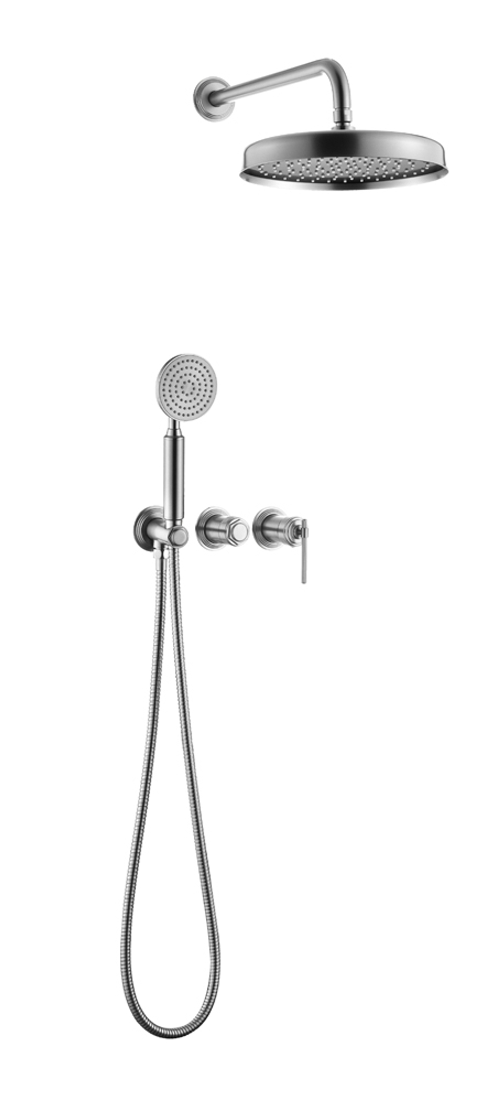 Смеситель встроенный + верхний+ ручной душ, ETERNA NICKEL BRUSH