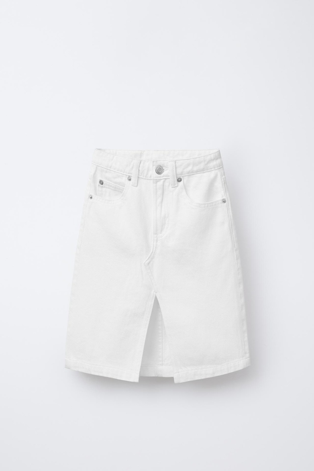 ZARA ДЖИНСОВАЯ ЮБКА МИДИ, БЕЛЫЙ