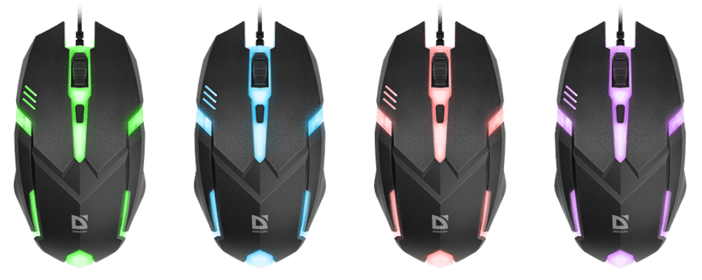 Мышь проводная Defender Cyber MB-560L 7цветов,3кнопки,1200dpi,черный, НОВИНКА!