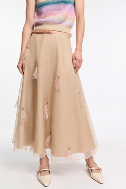 Dorothee Schumacher Юбка из шелка с деталями из перьев