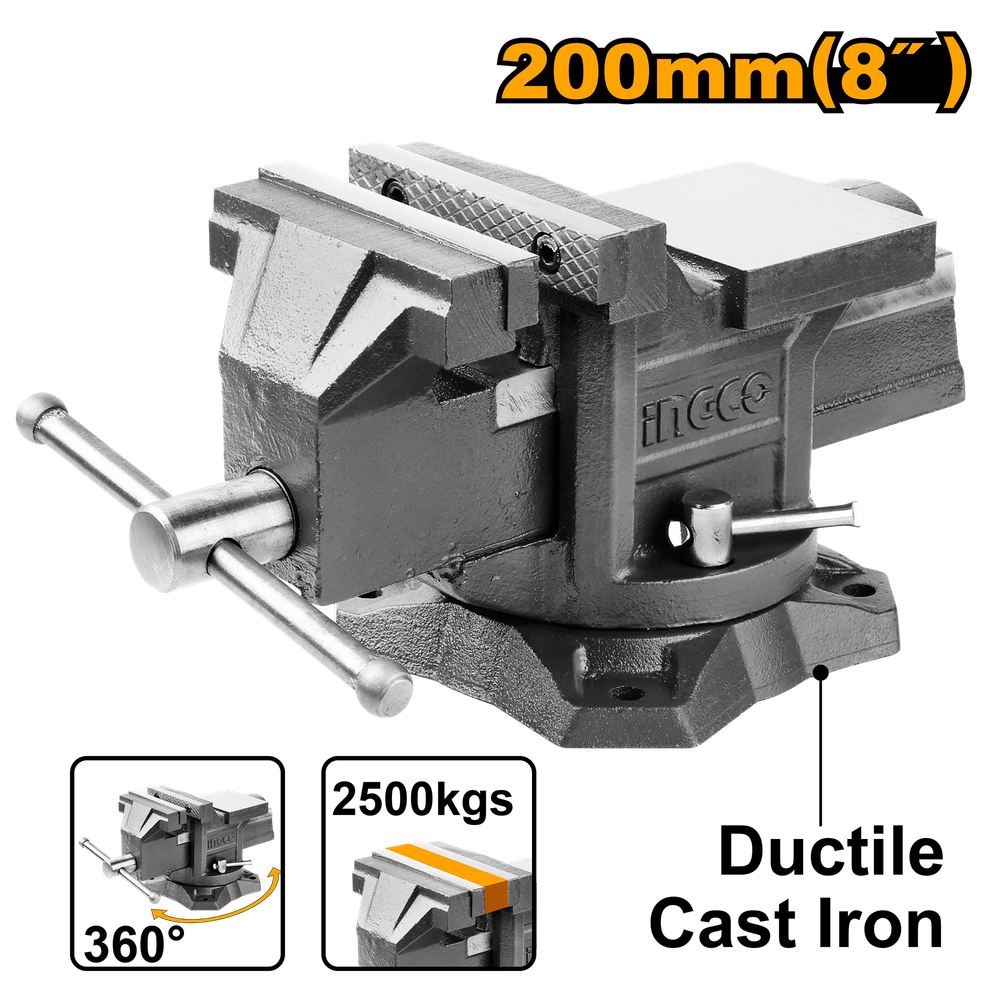 Тиски поворотные с наковальней 200 мм INGCO HBV088 INDUSTRIAL