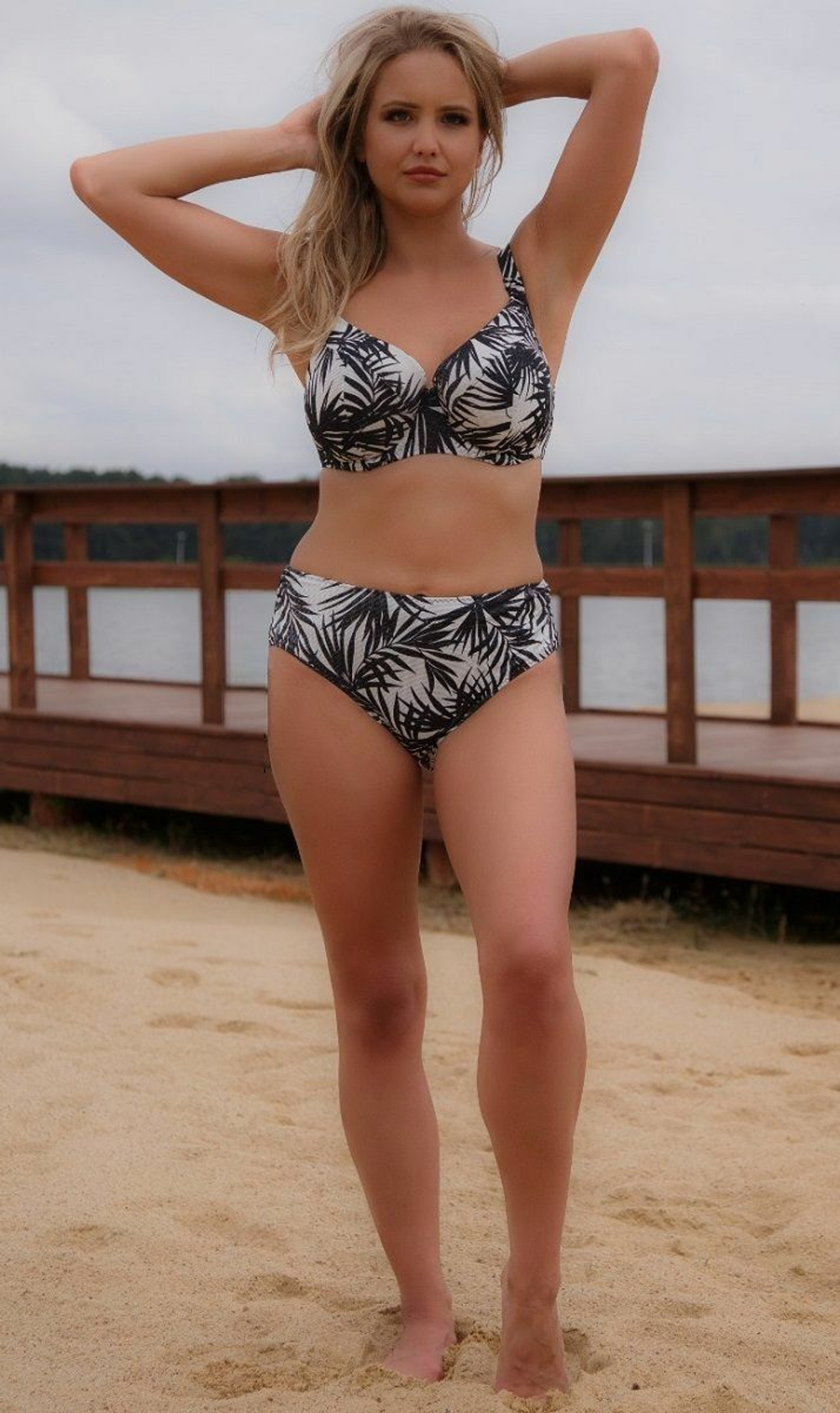 Плавки-слипы из ткани с растительным принтом с люрексом (Размер: XXXL) (Цвет: черный с белым)