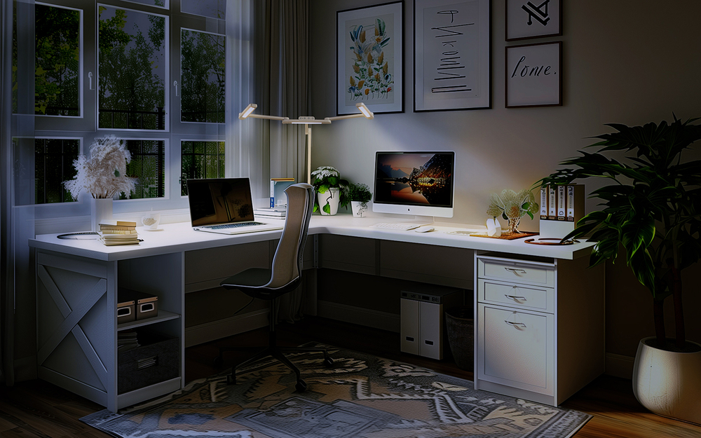 Светильник FRIENDME бестеневой настольный на струбцине светодиодный No. 2 белый с тройным источником света. Яркость - 1270 lum. 24W.