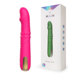 Розовый вибратор с возвратно-поступательными движениями и вращением бусин - 22,3 см.