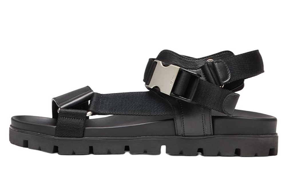 PRADA Crisscross Straps Buckle-Fastening Sandal Black