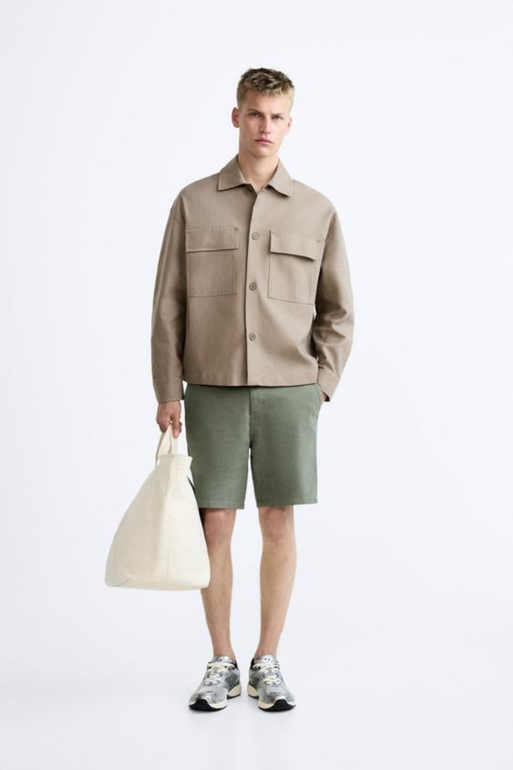 ZARA ШОРТЫ ЧИНОС ИЗ РЕЛЬЕФНОЙ ТКАНИ, ЗЕЛЕНЫЙ