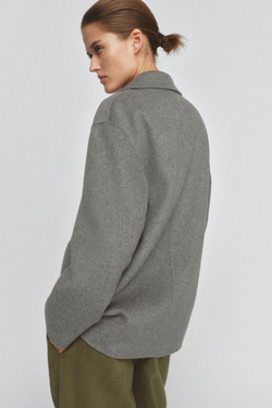 ZARA БЛЕЙЗЕР ИЗ СМЕСОВОЙ ШЕРСТИ — ZW COLLECTION, СЕРЫЙ