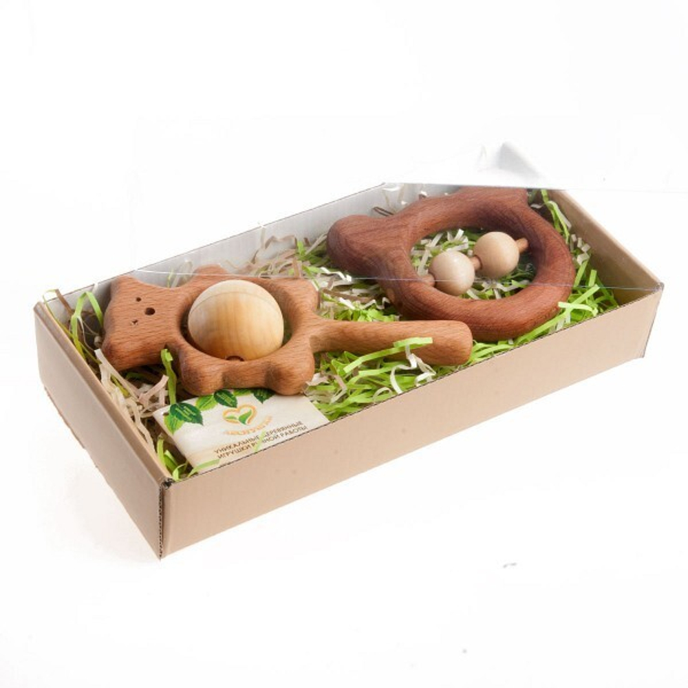 Подарочный набор деревянных погремушек Братец - медвежонок Леснушки