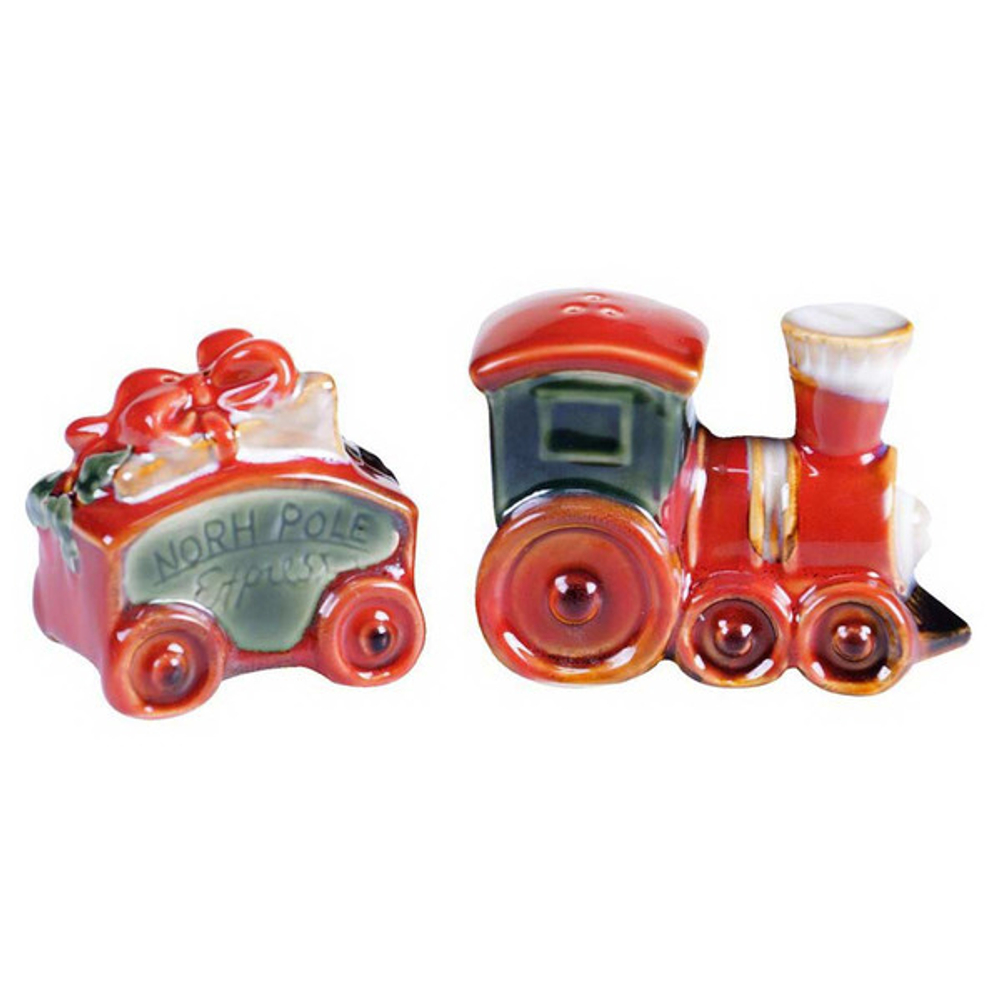 Набор солонка и перечница Certified Int. Паровоз с подарками 7см