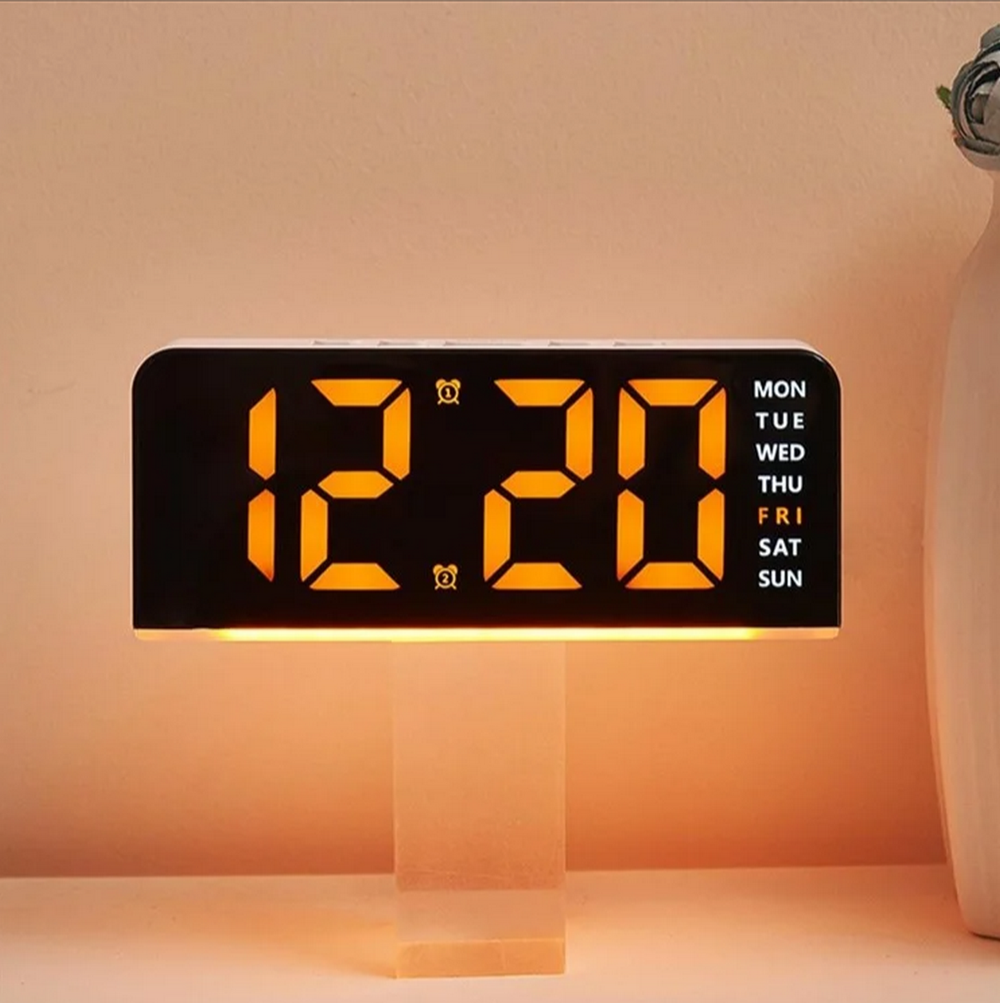 Часы-будильник настольные LED GH9001 черный корпус