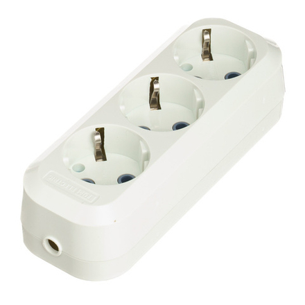 Колодка 3 гн с/з белая новинка ELWATTE