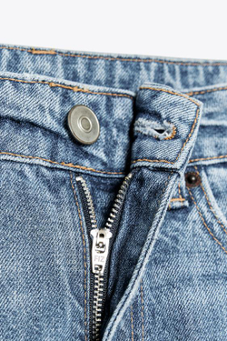 ZARA ДЖИНСЫ MOM FIT С ВЫСОКОЙ ПОСАДКОЙ И РАЗРЕЗАМИ, СИНИЙ