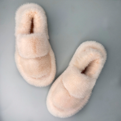 Босоножки из норки | Персик