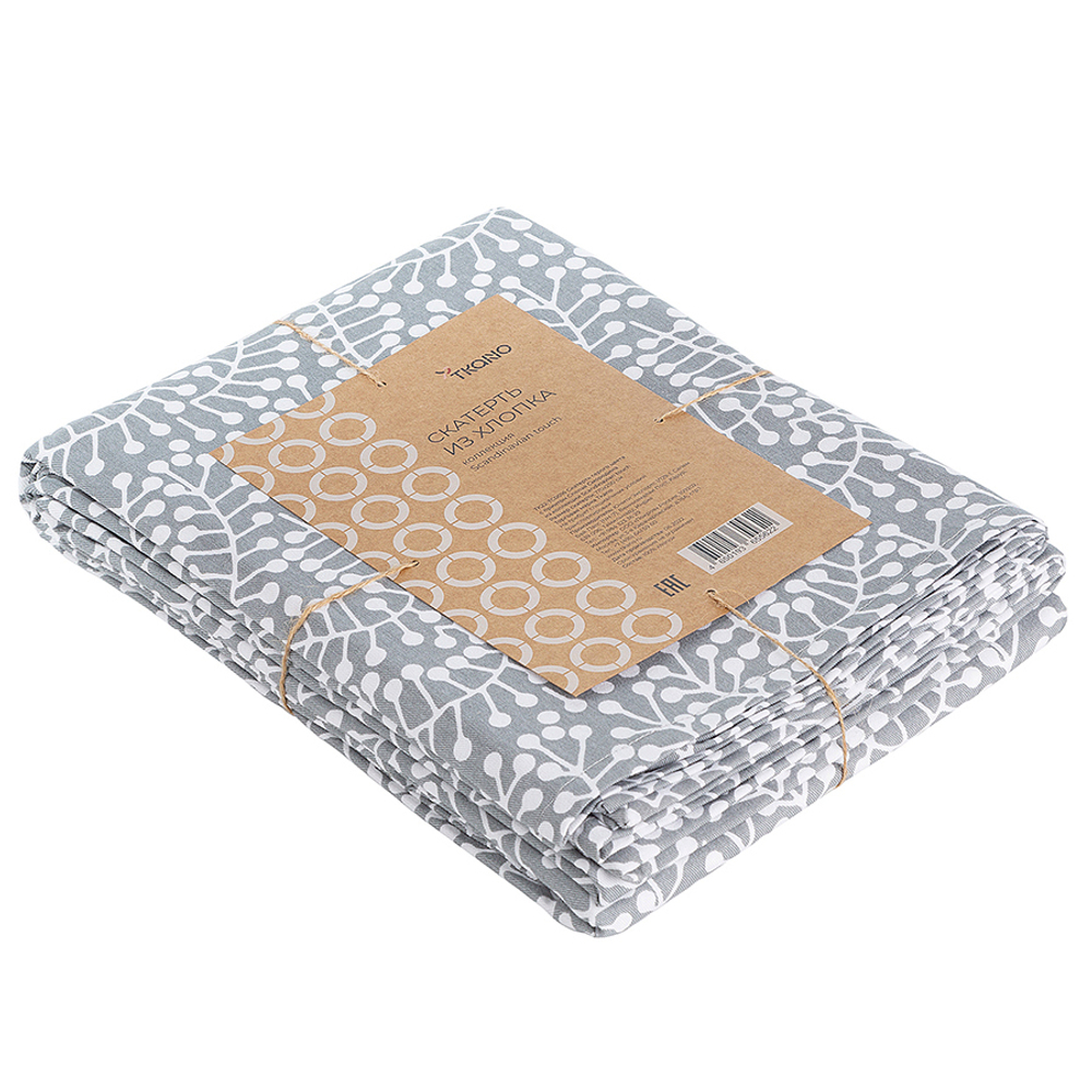 Скатерть серого цвета с принтом Спелая Смородина из коллекции scandinavian touch, 170х250 см