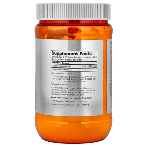 NOW Foods, Sports, микронизированный моногидрат креатина, 500 г (1,1 фунта)