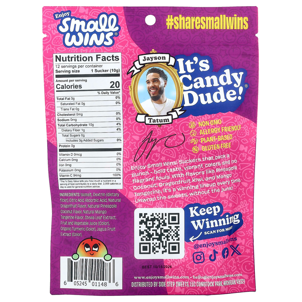 Enjoy Small Wins, Suckers, тропические фрукты, 12 шт., 120 г (4,23 унции)