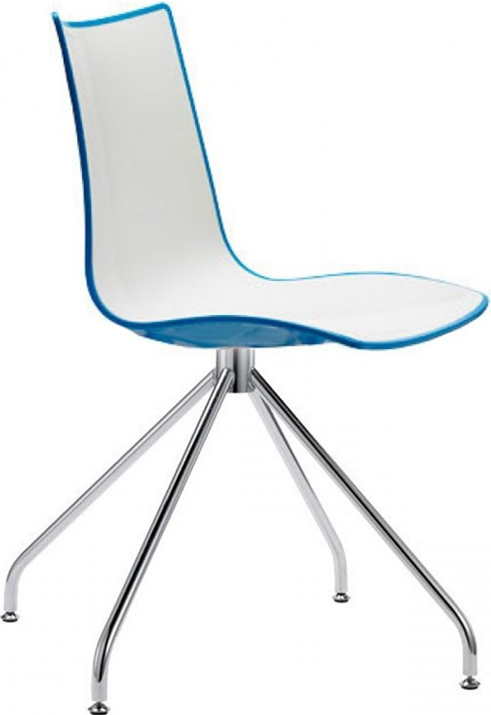 Стул пластиковый Scab Design Zebra Bicolore, хром, белый, голубой