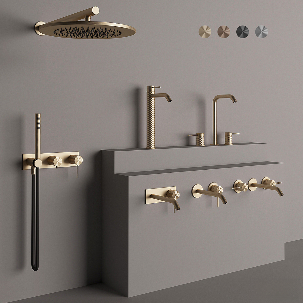 Смеситель для раковины Gessi316, высокий, с длинным изливом, без донного клапана, цвет Brass Brushed PVD