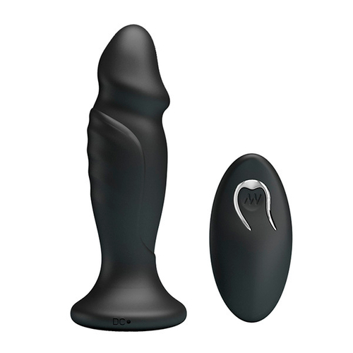 Черная анальная вибропробка 12,4см с пультом ДУ Mr.Play Powerfull Vibrating Anal Plug BI-040085W-MR