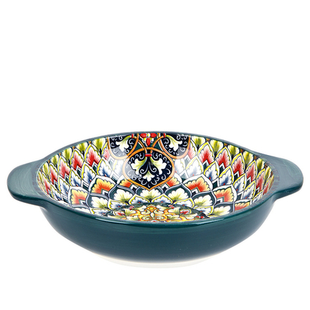 Салатник с ручками " " (зеленый) 25х20,5х6см v=1200мл (min6) (транспортная упаковка)