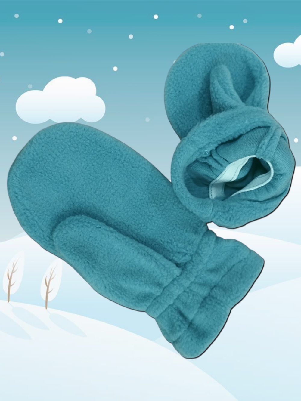 5005 Варежки детские флисовые мятный (14)