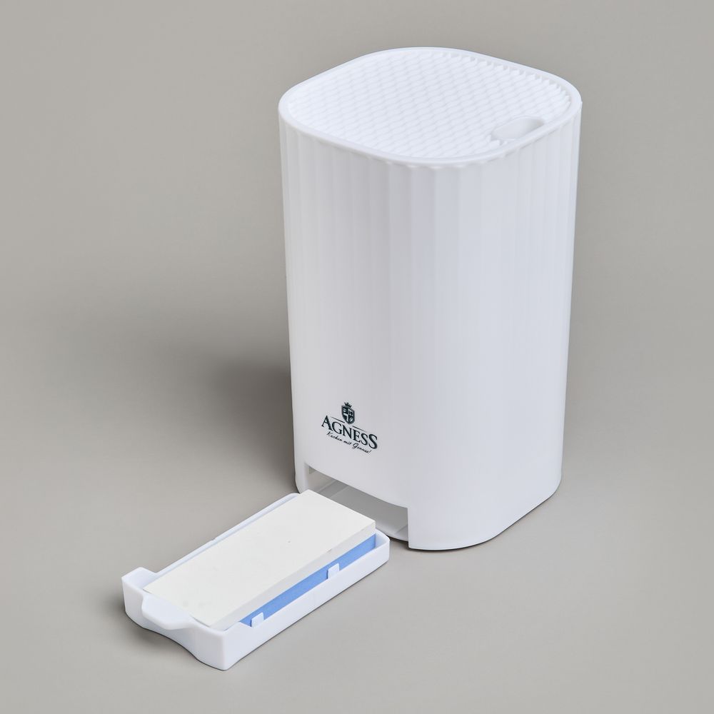 ПОДСТАВКА ДЛЯ НОЖЕЙ AGNESS С ТОЧИЛЬНЫМ КАМНЕМ 13,6*14,6*23 СМ