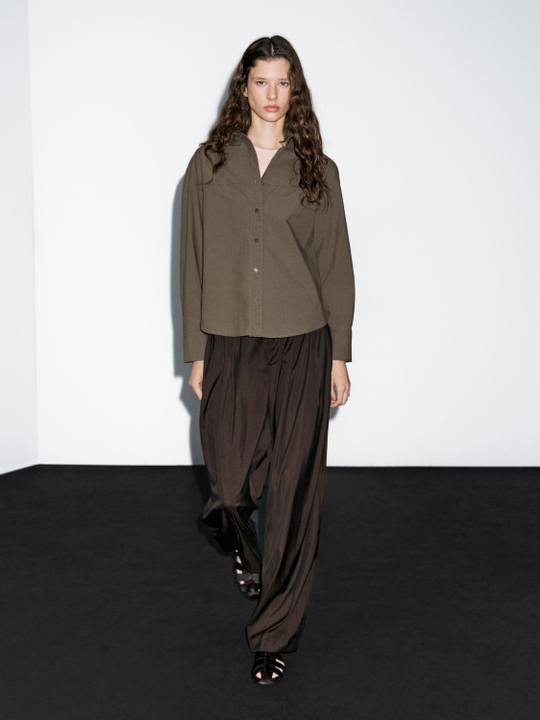 Massimo Dutti Рубашка из 100% хлопка с вышивкой, зеленый