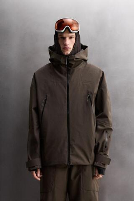 ZARA УТЕПЛЕННАЯ ВОДОНЕПРОНИЦАЕМАЯ ЛЫЖНАЯ КУРТКА RECCO®, КОРИЧНЕВЫЙ