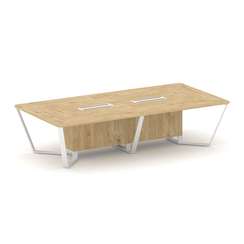 Steel Meet Стол переговорный прямоугольный KD-PR.B.SP-12 Тиквуд Светлый/Металл Белый 3200*1600*750