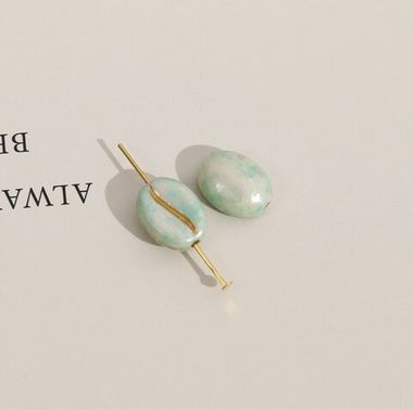 Подвеска Кофе зерно, бирюзовый, акрил, 10*8 мм, Ф062