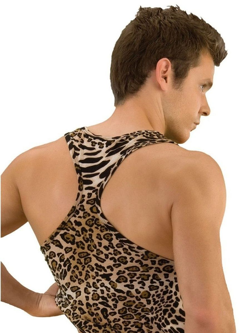 Мужская майка-борцовка с леопардовым принтом (Размер: L-XL) (Цвет: леопард)