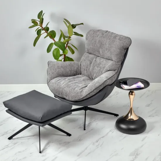 Кресло HUG тёмно-серый, экокожа, шенилл