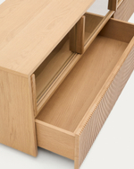 Сервант Helvine с 4 дверцами и 2 ящиками шпон дуба и закаленное стекло, 200 x 54